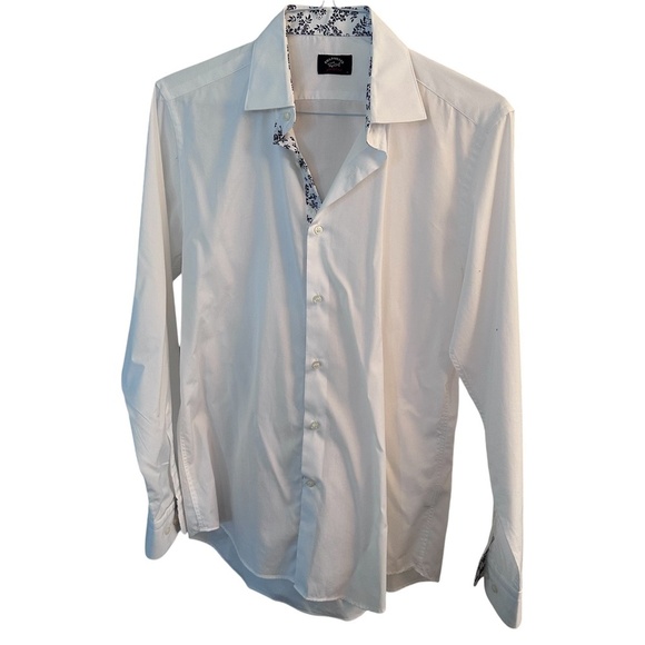 PAUL & SHARK YACHTING WHITE BUTTON DOWN SHIRT W/CONTRAST  FABRIC,  MENS LARGE - Picture 1 of 8